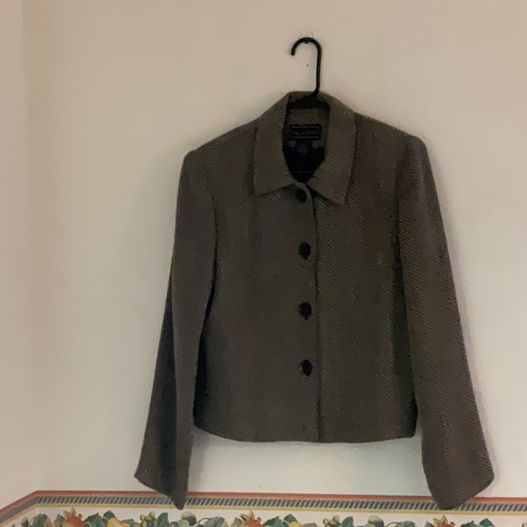 Laura Scott Jackets & Blazers - Vintage Laura Scott Cropped Textured Blazer, Size 8, Black/Gray